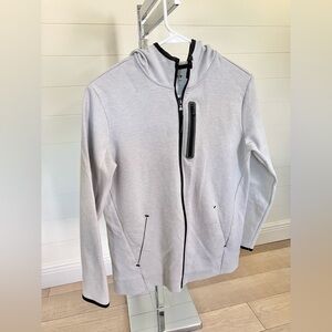 Boys White Grey Fleece Athletic Jacket